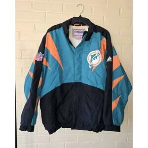 Vintage Apex One Miami Dolphins Jacket Mens XL Sharktooth Puffer NFL Pro Line